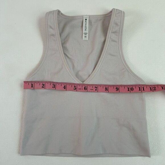 Athleta Ribbed Crop Tank Top Women’s XS Gray V-Neck Sleeveless Activewear - Picture 4 of 5